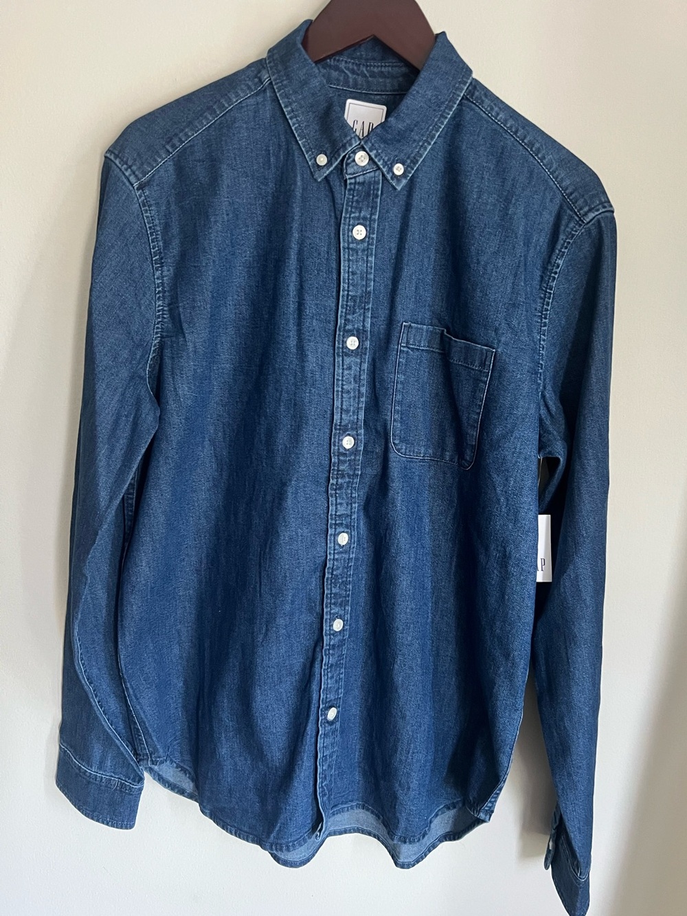 GAP Men's Blue Denim Button-Up Shirt - Classic Casual Size M